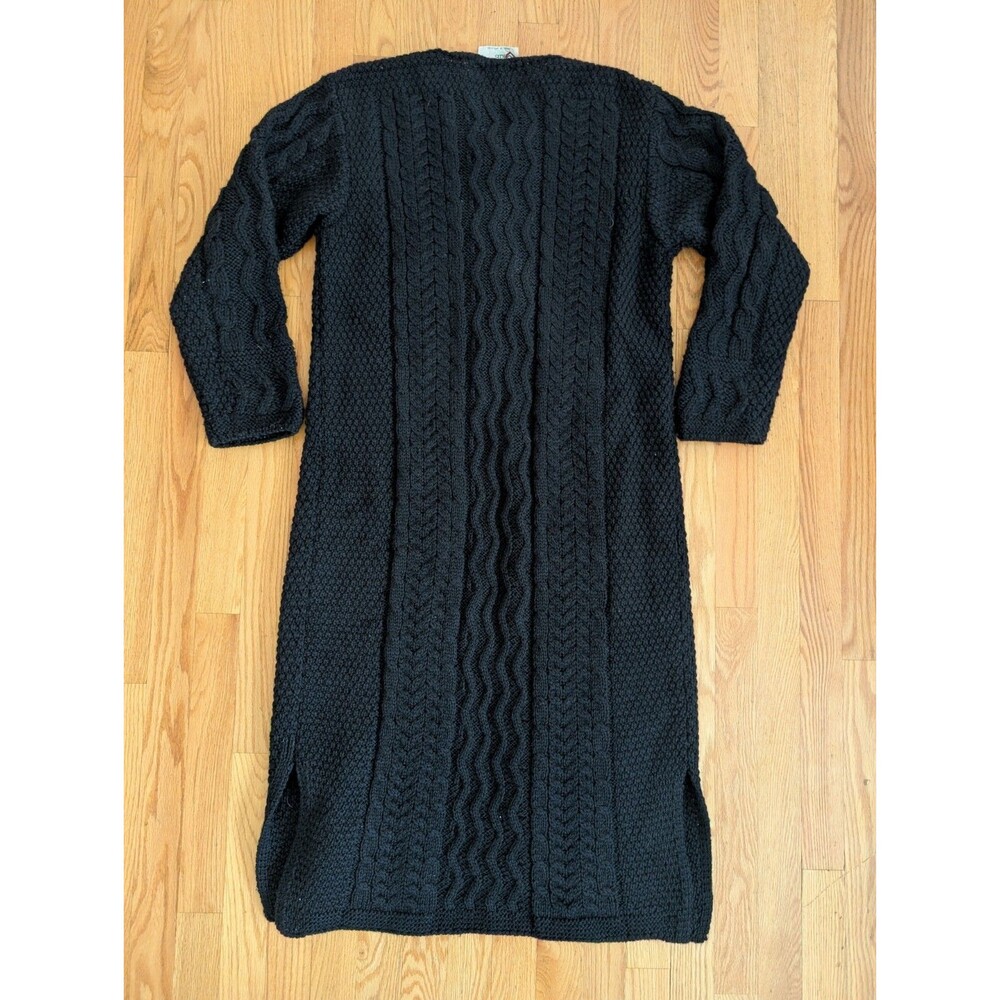 Country Club Womens Sweater Small Wool Ireland Long Duster Cable Knit Chunky - Picture 8 of 15